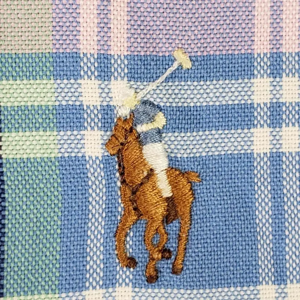 Polo Ralph Lauren Shirt Mens Size Medium M Blue Plaid Short Sleeve Button Down